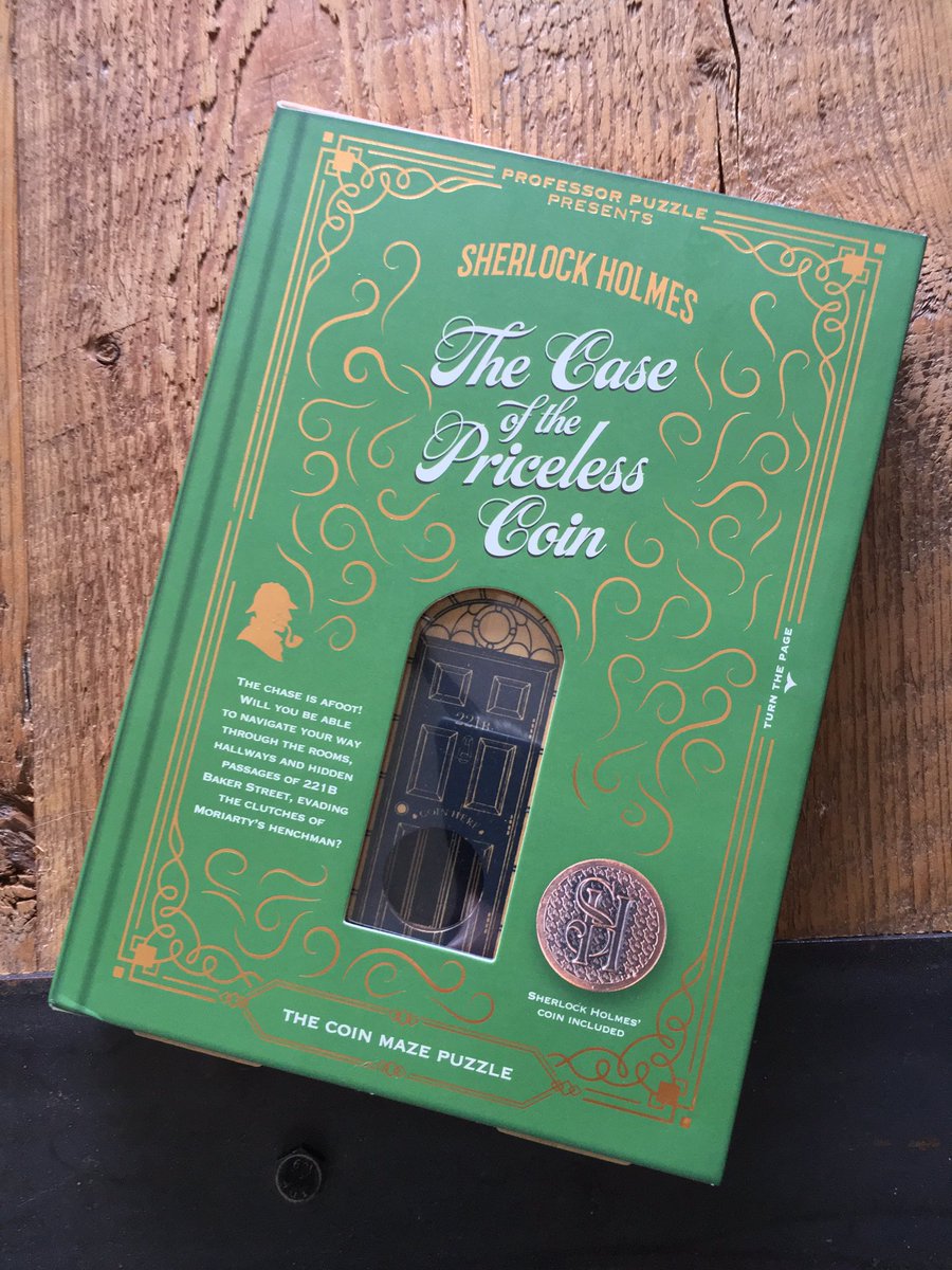 sherlockeditor's tweet photo. Amazon delivery of The Case of the Priceless Coin, a wooden block puzzle that has you guide a coin/token through an enclosed maze based on descriptions in a booklet. Why, yes, the only reason I bought it was for the #SherlockHolmes coin token. It’s actually pretty neat. :-) https://t.co/vZwW6T49qm