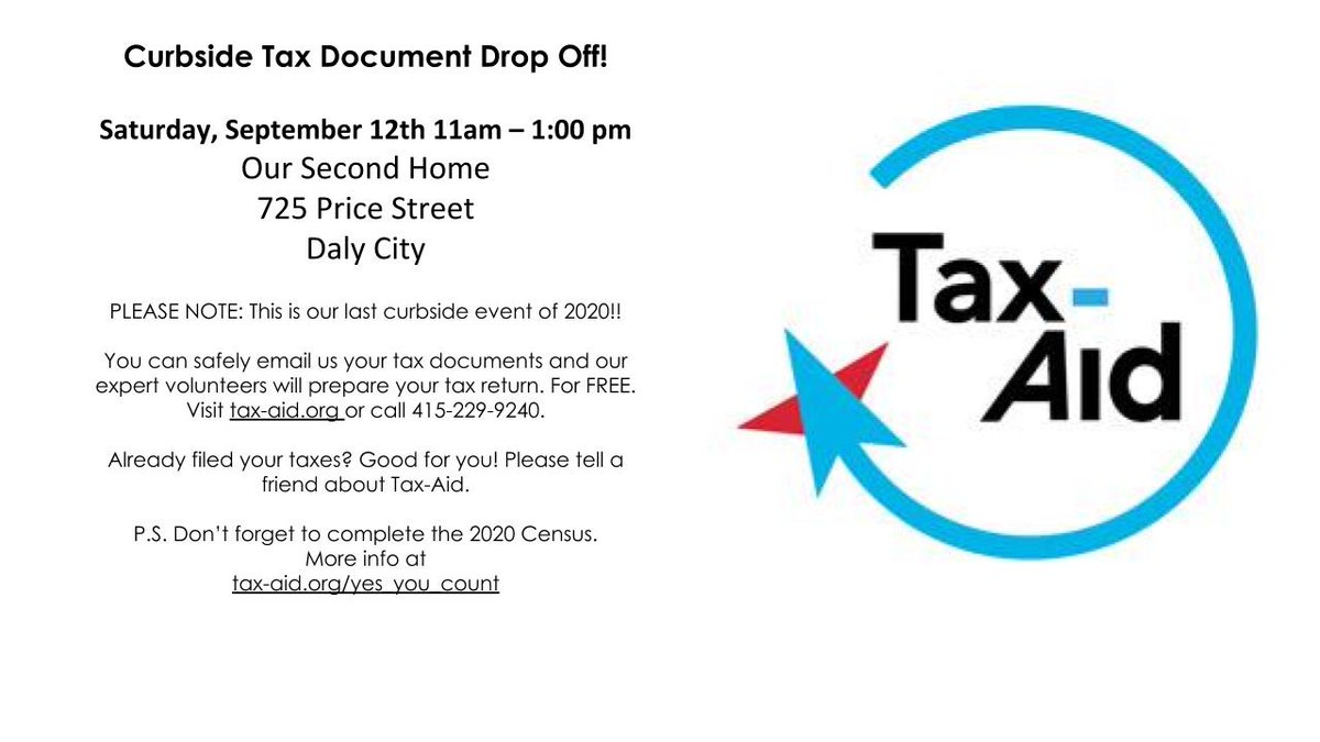 This Saturday from 11am-1pm, Curbside Tax Document Drop Off! Dejar los documentos fiscales para tener sus impuestos bien preparados. facebook.com/events/3488785…