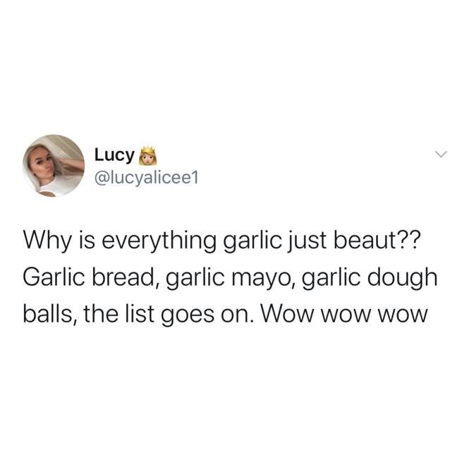 Missguided's tweet photo. If you don't like garlic, we can't be friends 👀 #missguided https://t.co/X150MgO5I1