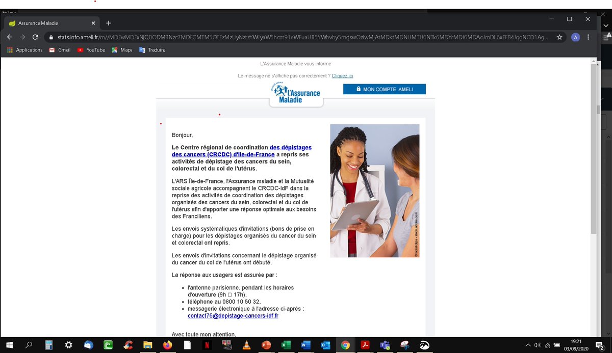 CRCDC_IDF's tweet photo. #Merci @ameli_actu d'informer les assurés parisiens de la reprise des #dépistages organisés des #Cancer et d'accompagner le #crcdcidf dans sa reprise.
#cancersdusein #cancercolorectal #cancerducoldeluterus #arsidf #cpamdeparis #MSA #crcdcidf #ensemble https://t.co/7lO9T4GM9P