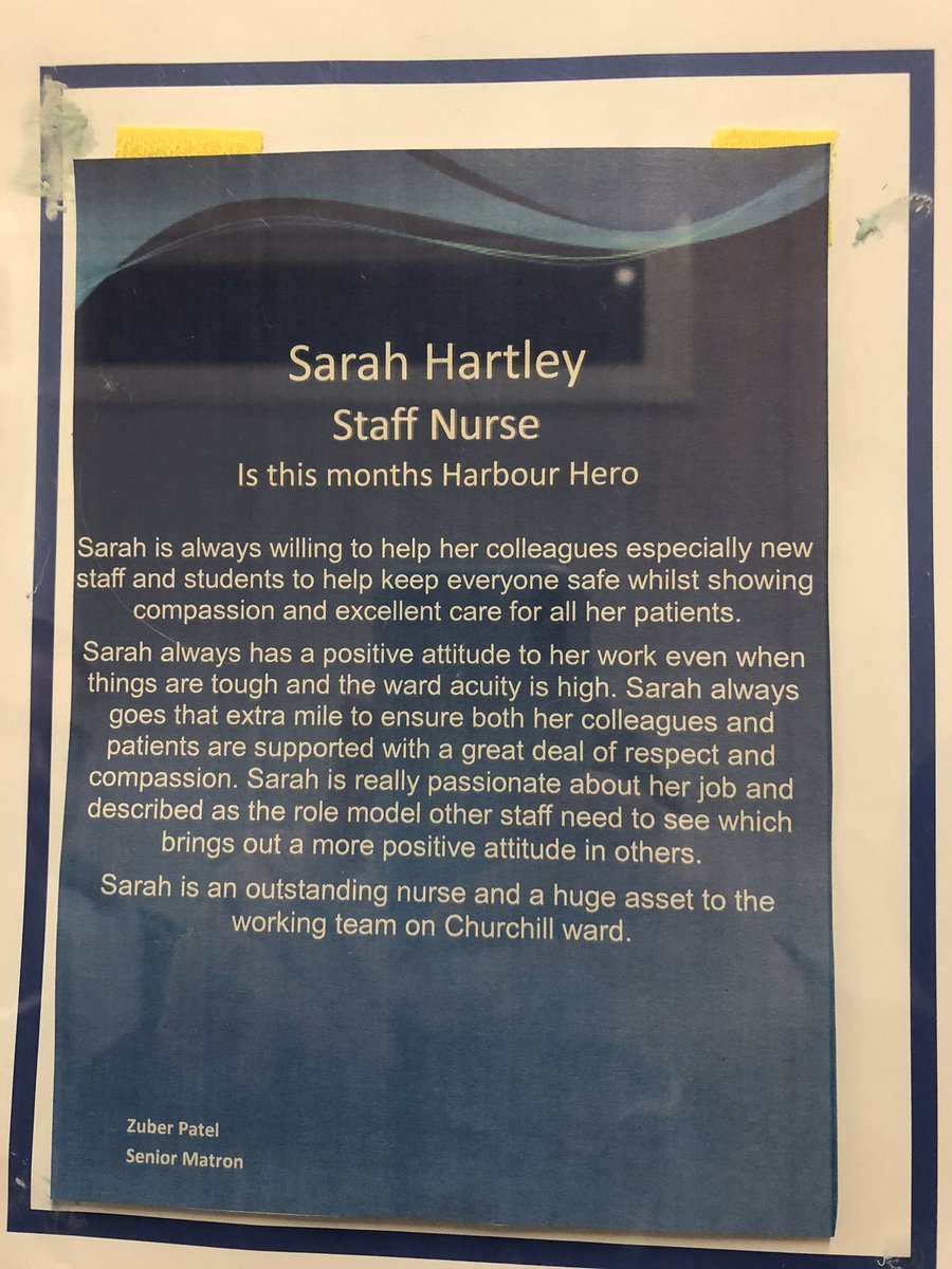 Still@one of my biggest achievements as a band 5. It’s amazing how much this accolade can boost your confidence and push you to work even harder for patients and your team ! #harbourhero #teamchurchill #theharbour #lscft #mentalhealth #rmn #proudnursing