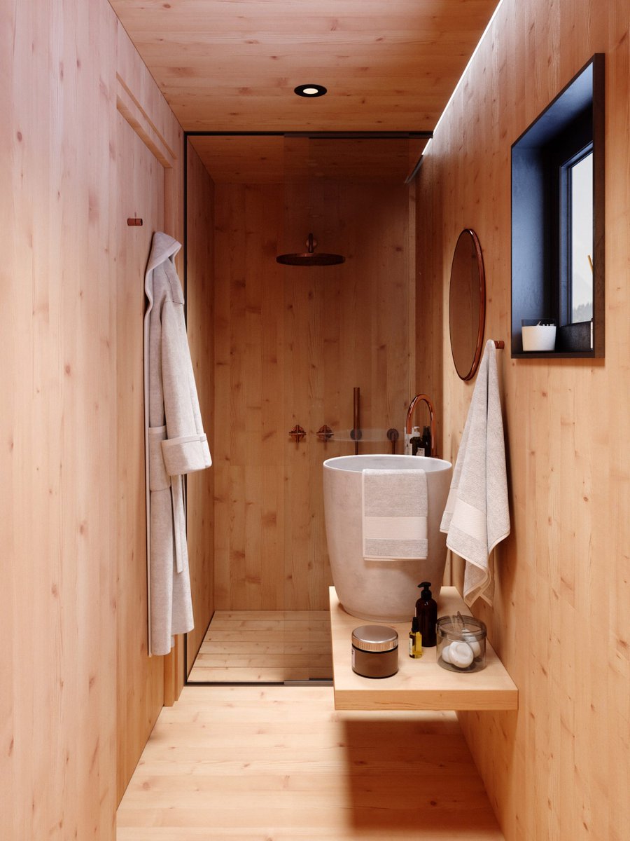 dezeen's tweet photo. Italian architects Massimo Gnocchi and Paolo Danesi designed Mountain Refuge as a prefabricated cabin-style micro-home built from plywood: https://t.co/c5E9KIxrxx https://t.co/QMFTa8C7fS
