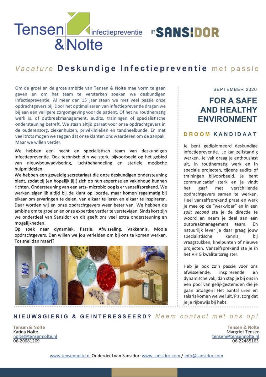 Wij zoeken toppers! #infectiepreventie #vacature #jobs