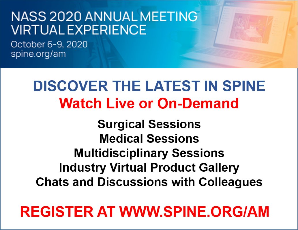 NASSspine's tweet photo. NASS 2020 Virtual Meeting Experience - Early Registration Savings End September 29. https://t.co/YIAspqApqs https://t.co/ykoter0qmb