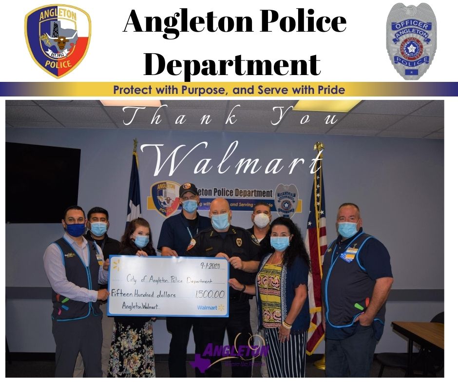 Thank you Angleton Walmart for sponsoring 10 children for Shop with a Cop. We are truly touched by your donation and your support of our program. Thank you from the bottom of our hearts.