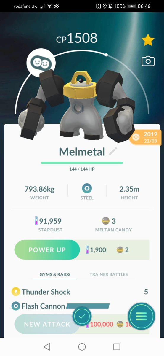 JoePenhaul's tweet photo. Low key super proud that this pokemon has been evolved with practically every rare candy I've earned in about two years, without ever purchasing let's go #pokemongo #melmetal #nerdyaf https://t.co/ckxBSbku0x