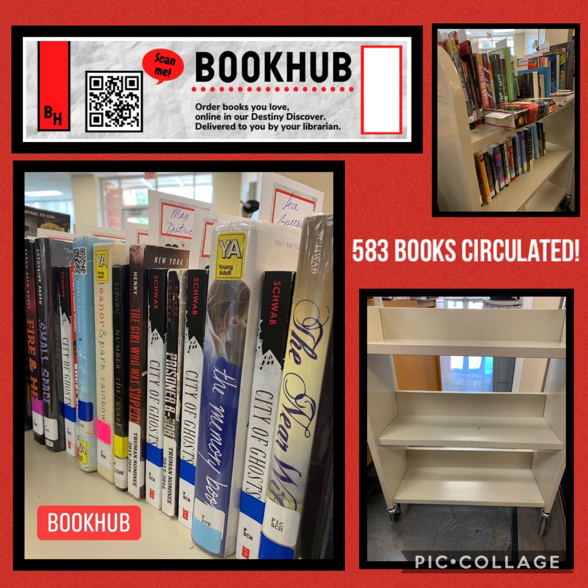 OFMSLMC's tweet image. Students reserved books online and had their books checked out and delivered to them within 1-2 days via Bookhub! ❤️ 3 grade levels, 6 days, 583 books! #OFarmPride 🦅