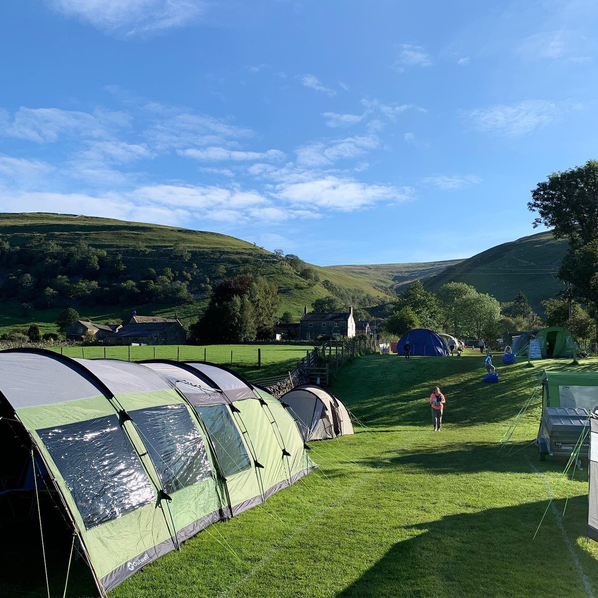 Camping in the Dales ⛺️. A great, extended bank holiday weekend camping. Mixed bag of weather, walks along the river Wharfe and Dales Way, numerous pubs, local ales, a field mouse intruder and good quality family time #camping #yorkshiredales #dalesway #walking #pubs #familytime