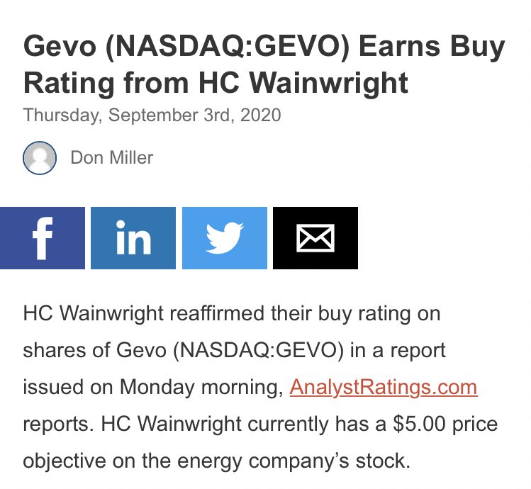 تقييم جديد (BUY) لشركة ,  $GEVO السعر المستهدف 5.00$ السعر الحالي 1.07$