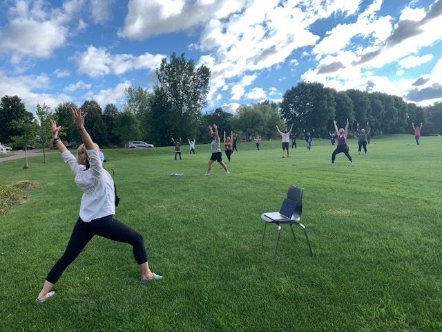 OakRidgeMagnet's tweet photo. Teachers started their day with some mindful movement - outdoors, and socially distanced! #ORFirstDayReady https://t.co/mHN2UJOgou