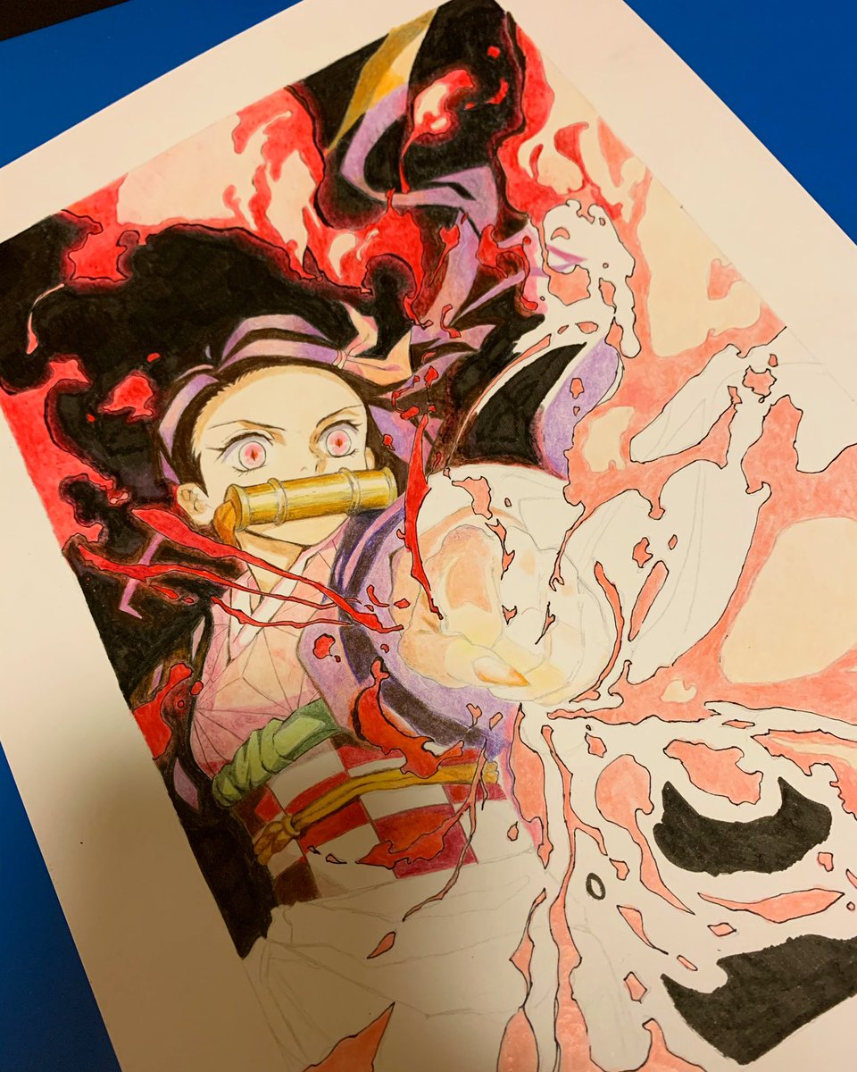 鬼滅の刃「禰豆子 50% #鬼滅の刃 #禰豆子 #お絵描き #模写 #色鉛筆」|icoのイラスト