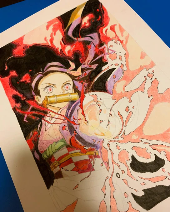 禰豆子 50% #鬼滅の刃 #禰豆子 #お絵描き #模写 #色鉛筆