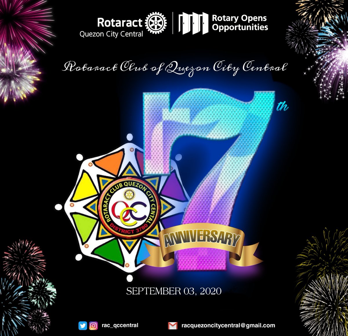rac_qccentral's tweet photo. RACQCC turns 7! 

The Rotaract Club of Quezon City Central celebrates its 7th Chartering Anniversary. We are very grateful to our partners in service who have been with us along the way. Here's to more collaboration in the service of those in need in the future!

#Centralians https://t.co/lmIKE2NHe5
