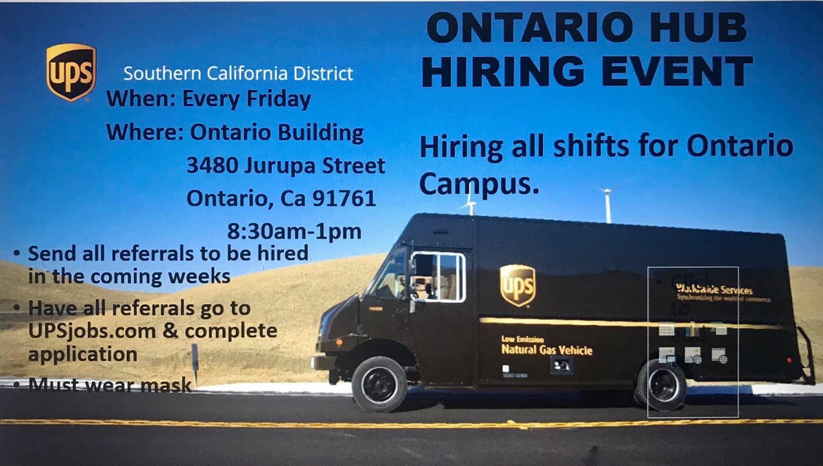 Please retweet. UPS is hiring. <a href="/jrindafernshaw/">Fern Shaw</a> @SouthCalUPSers <a href="/LCruz_SoCalHR/">Lori Cruz</a> <a href="/DavidJosie131/">David Smith</a> <a href="/JD45587837/">JD</a> <a href="/gloodadups/">Gary Loo</a> <a href="/ValdiviezMartin/">Martin Valdiviez</a> <a href="/JonJbierly/">Jon Bierly</a> <a href="/LouisTovalin/">Louis Tovalin</a> <a href="/eliaa_luna/">Elia Luna</a> <a href="/divine2wincom/">Trina Norman</a>