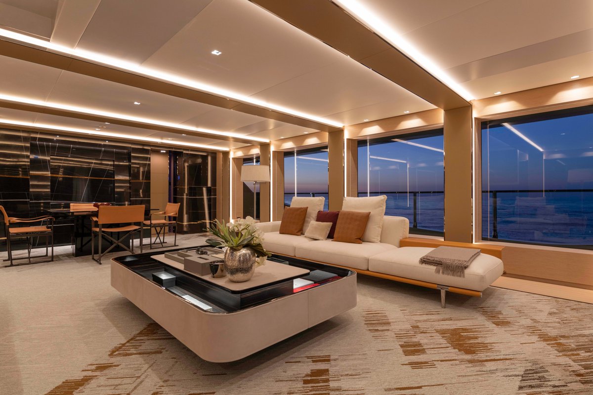 Miami_Living's tweet photo. A look inside Rossinavi's LEL superyacht: The indoor areas feature luxury interiors, contemporary design furniture, elegant textiles, leathers &amp; bespoke finishes for a timeless elegance.

#rossinavi #lel #mylel #yachts #superyachts #yachtdesign #lucadinidesign https://t.co/pCwJVFnF9T