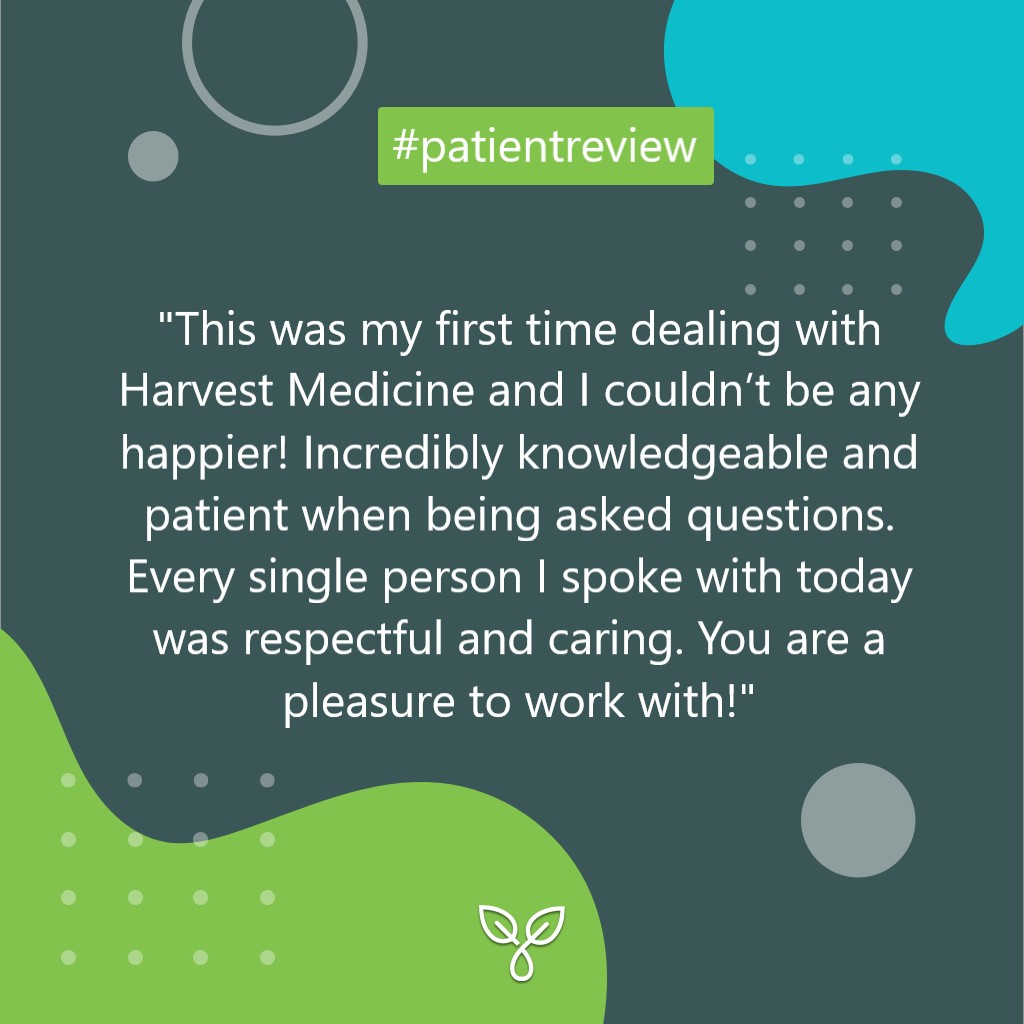 HarvestMedicine's tweet photo. At Harvest Medicine, patient satisfaction is our priority!  If you or a loved one is interested in #medicalcannabis, you're welcome to reach out to our team at 1-844-488-4633, info@hmed.ca or by visiting us online at https://t.co/HKpnni8tqX to book an appointment. #Hmed #CBD https://t.co/zJVnTGmcAk