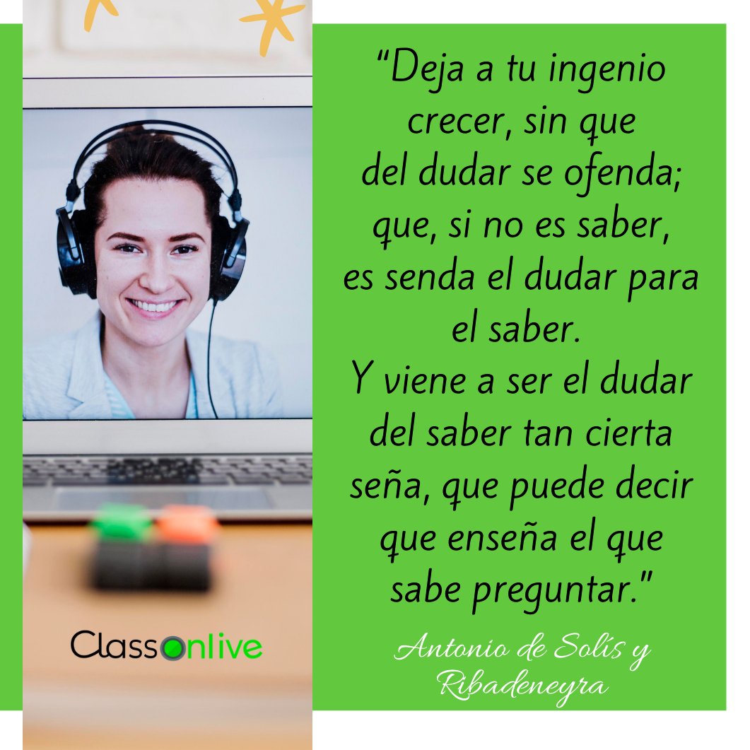 ClassOnLive's tweet photo. ¡Que nunca os dé miedo preguntar!
#classonlive #classonlivequotes #citas #educación #docentes #profesores #elearning https://t.co/4n64zfmOwD