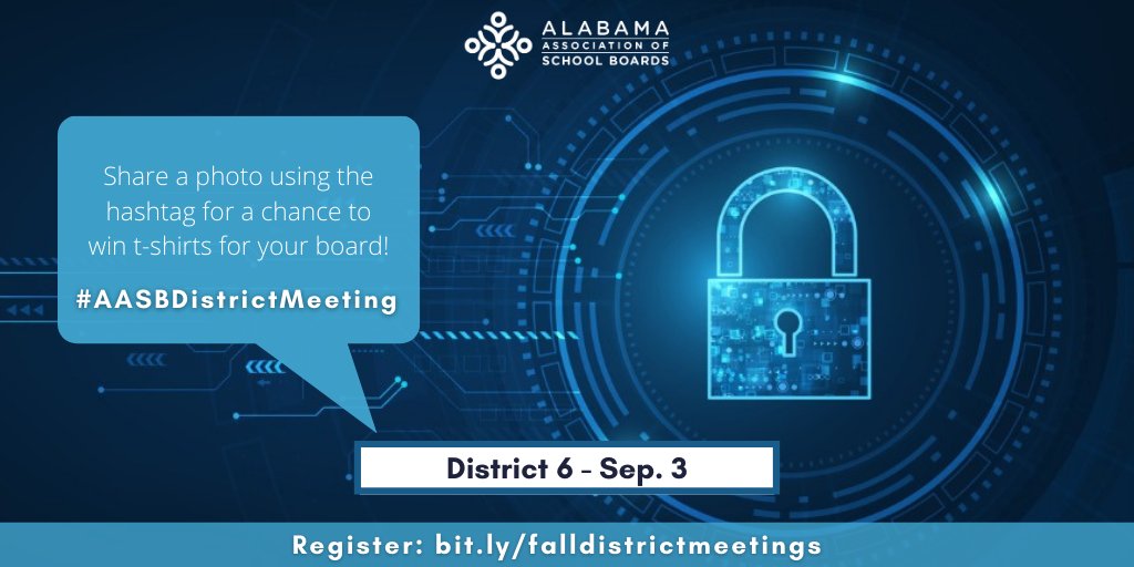 AlaSchoolBoards's tweet photo. This evening we're continuing our Virtual District Meetings with District 6! Share your photos using #AASBDistrictMeeting to enter for a chance to win t-shirts for your board! https://t.co/NSa8m6rPQt