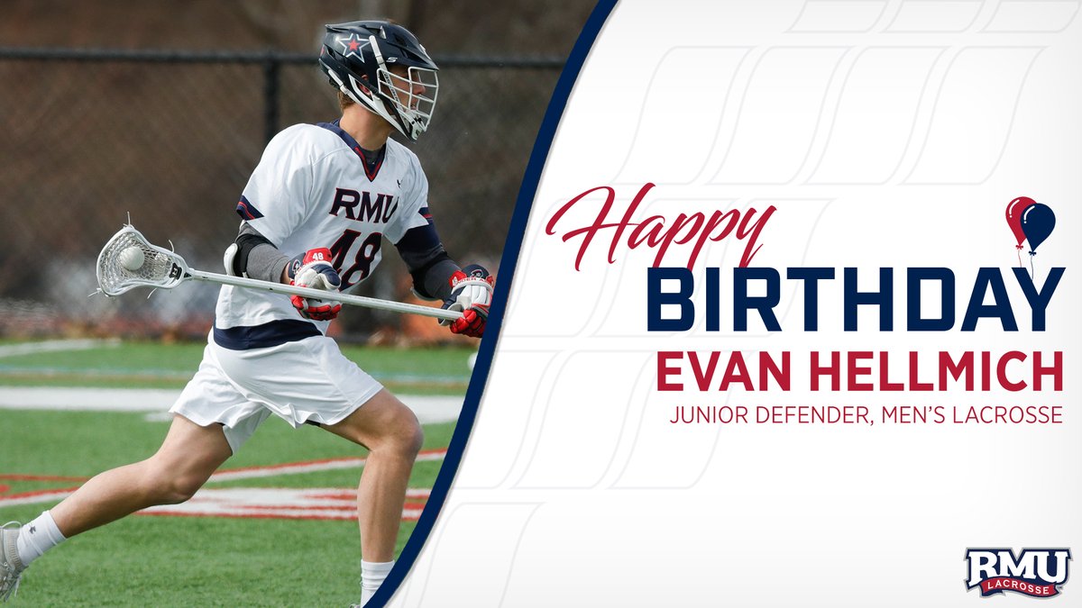 RMUMLacrosse's tweet photo. Happy birthday to junior defender @Evanhellmich! We hope you enjoy your day! 🎉🎂🎈 

#ColonialPride | 🔵🥍🔴 | #EarnItEveryDay https://t.co/PSZ7oNavMT