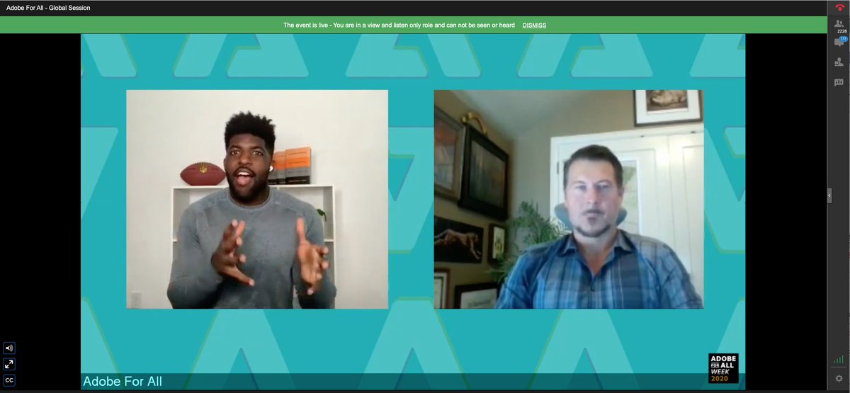 #AdobeForAll today: Listening live to <a href="/EmmanuelAcho/">Emmanuel Acho</a>--sports commentator, athlete, and educator behind Uncomfortable Conversations with a Black Man--having an open convo w/Adobe's Wade Sherman. Watch his program and get your Qs answered! youtube.com/watch?v=h8jUA7… #BlackLivesMatter