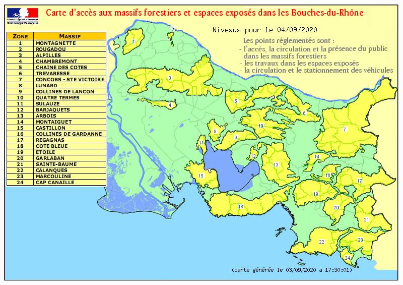 🔥#FeuDeForêt : vendredi 4 septembre : les #massifs des #BouchesduRhone sont placés en #Vigilancejaune 🟡
A partir de 13h les #travaux susceptibles de provoquer une étincelle sont interdits.⛔
⚠️2 #incendies sur 5 sont causés par des #incendiaires, les autres par des #imprudents.
