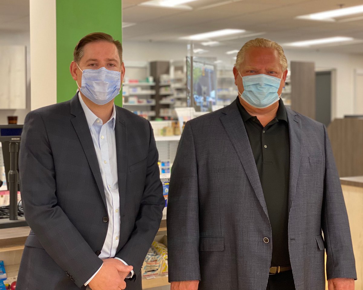 This morning, <a href="/fordnation/">Doug Ford</a> visited @hauserspharmacy <a href="/cityofhamilton/">City of Hamilton</a> to show his support for frontline healthcare professionals and Ontario’s more than 20k+ pharmacy professionals #onpoli #readyforwhatsnext #inthistogether #pharmacy #pharmachoice <a href="/OntPharmacists/">Ontario Pharmacists Association</a>