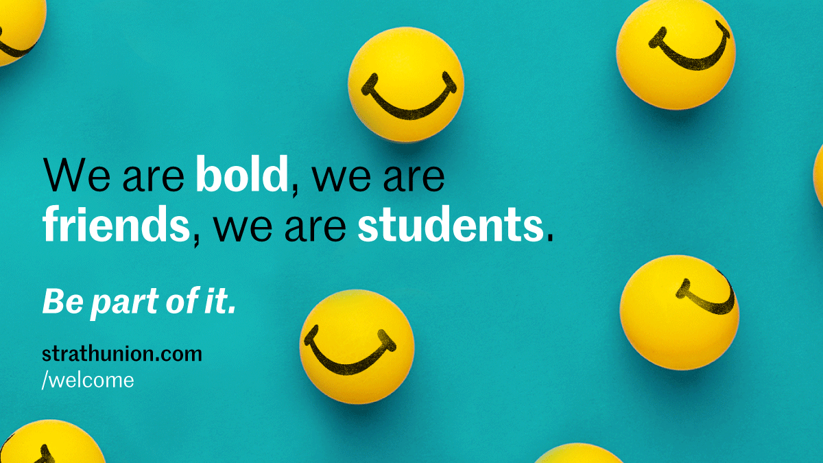 StrathUnion's tweet photo. We are your Studentsβ Union. Welcome to Strathclyde π
Learn what we do here - https://t.co/LqfQ6Zr3jZ
#StrathWelcome #StrathLife https://t.co/GhsB1DX0AU