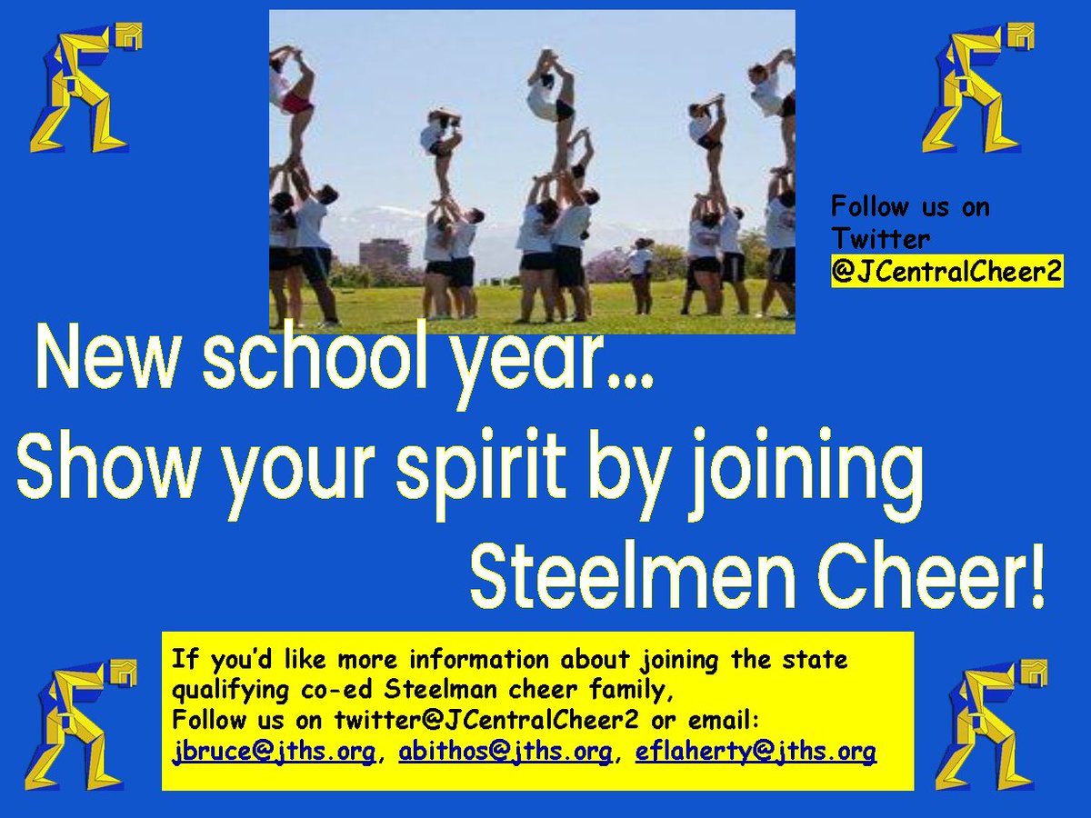 New school year... Show your spirit by joining Steelmen Cheer! If you'd like more info, follow <a href="/JCentralCheer2/">Joliet Central Cheerleading</a> or email jbruce@jths.org, abithos@jths.org, &amp; eflaherty@jths.org.