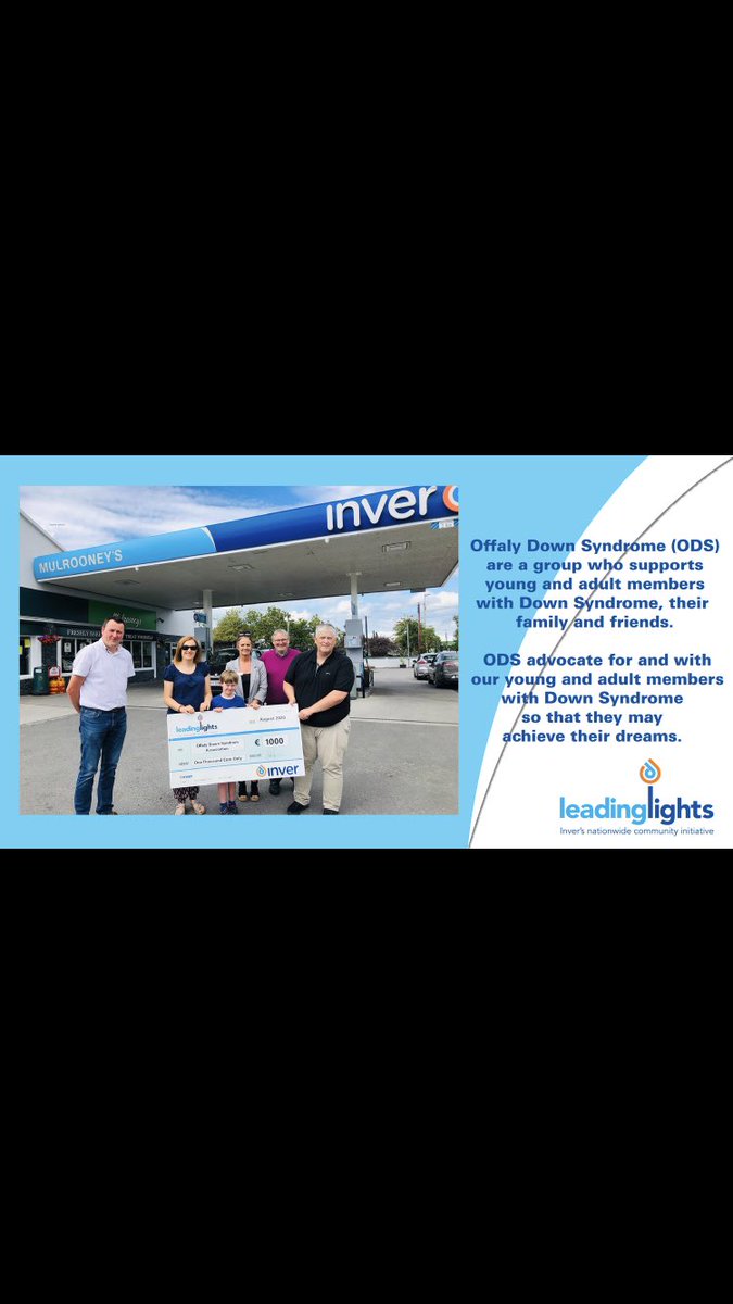InverCommunity's tweet photo. The latest recipient of a €1000 donation as part of Inver’s Leading Lights 💡 programme is @DownSynOffaly ! They were nominated by @GalaMulrooneys in Birr for the superb work they put in.
#LeadingLights #InverCommunity #Downsyndomeawareness @DownSyndromeIRL https://t.co/uoKaUiSzTS