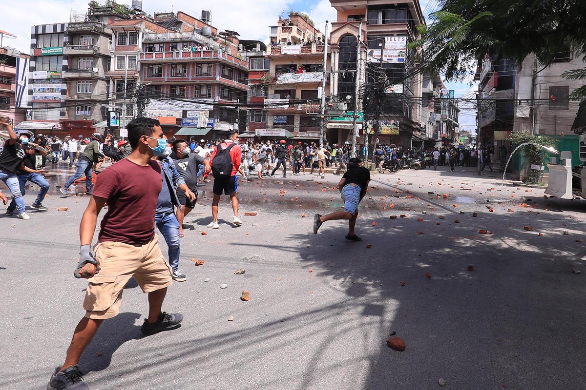 recordnepal's tweet photo. With the govt unable to implement a coherent #Covidstrategy--including regarding festivals--fed up #Lalitpur denizens take matters into their own hands

The extension of the #prohibitoryorders in the Valley is starting to infuriate locals

https://t.co/rolq0tpvQD #machhindranath https://t.co/1Lchw82GmO
