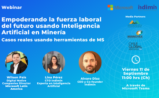 ¿Cómo empoderar la fuerza laboral del futuro minero usando Inteligencia Artificial? Junto a Microsoft daremos a conocer casos reales de aplicación de #AI a procesos mineros utilizando herramientas de MS.
¿Cuándo?🕐11 de Sep. 11:00 hrs (Ch)
Inscríbete aquí: share.hsforms.com/1-pi8-fFmSqqaI…