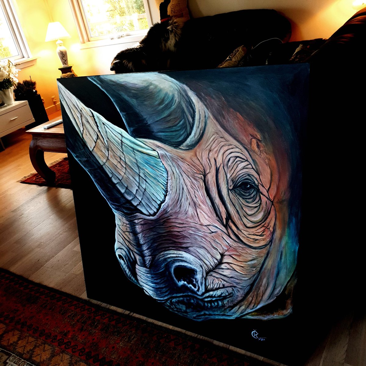 Black #rhino #painting for my #art project Don't let them disappear <a href="/DonDisappear/">Don't let them disappear</a> 
That moment, when art carries a message!
#EndangeredSpecies #artforearth #ArtistoftheSummer #ArtistOnTwitter #wildlife #Artistoftheyear #artist #wildlifeart #rhinoceros #AnimalsRights #Endangered