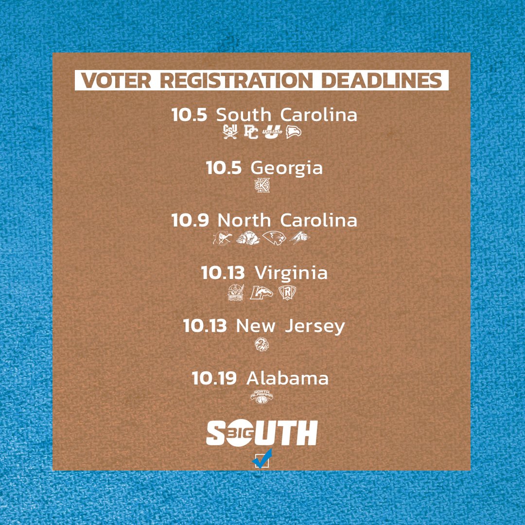 BigSouthSports's tweet photo. ✌️ months until Election Day 2020!

Make sure you're registered! 🗳 https://t.co/X3stqyhraV