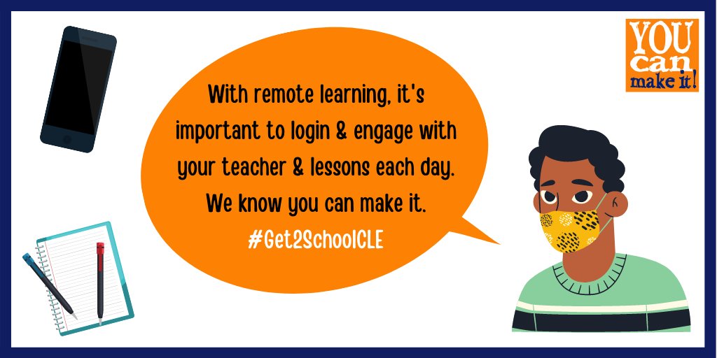 Get2SchoolCLE's tweet photo. School might look a bit different these days for our @CLEMetroSchools scholars, but the importance of attending class each day does not change. #Get2SchoolCLE @EricGordon_CEO https://t.co/pW6Ygbwbu3