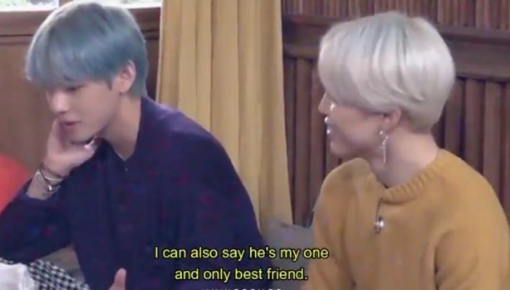 taehyung saying jimin is his one and only best friend