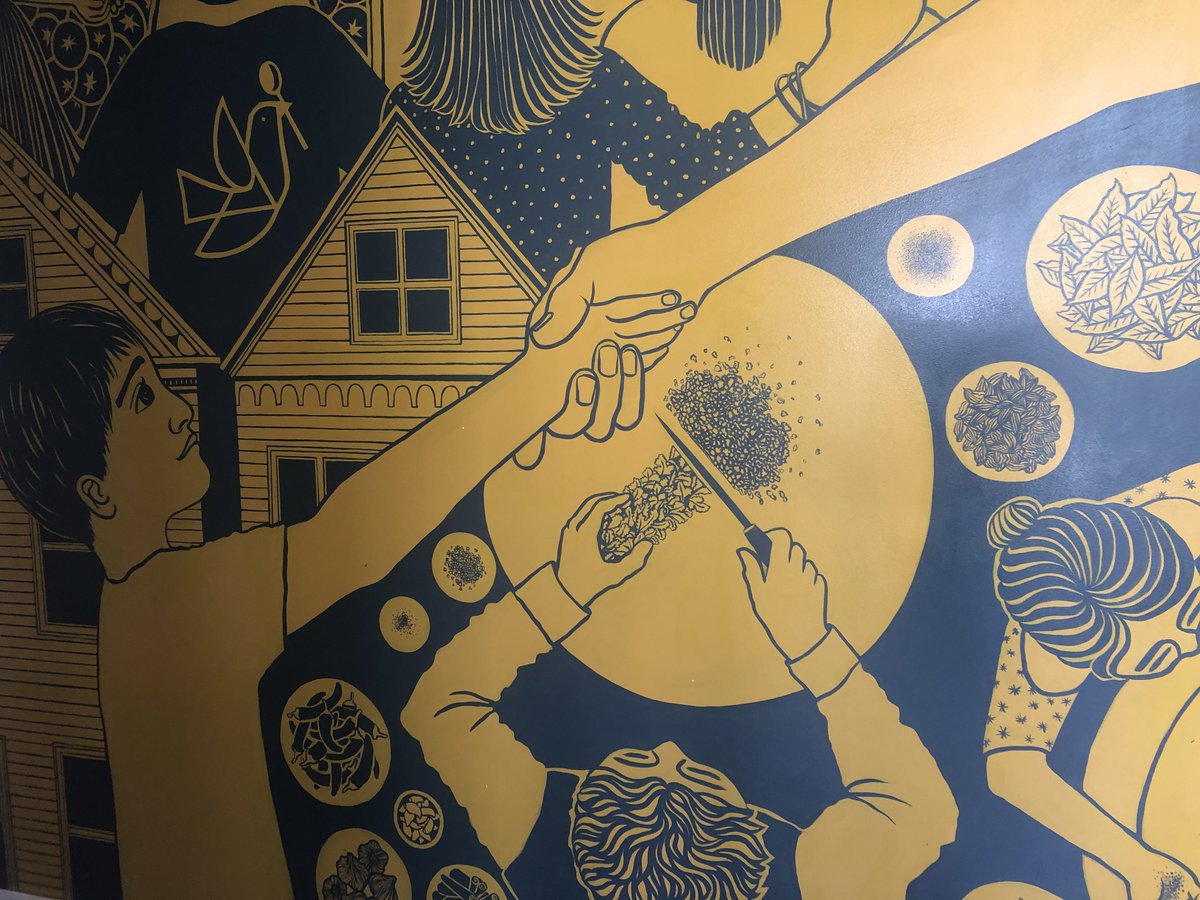 ianlendler's tweet photo. In honor of Everything Naomi Loved, my book with muralist @KatieYamasaki @NYRBooks, I'm posting my favorite murals.

This is inside the amazing @biniskitchen. Bini used her walls to tell her life story, and the reason for her fabulous restaurant. It's some of the best food in SF https://t.co/c9ZqJaaScN