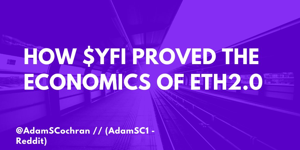 1/25In April I wrote a thread on the economic theory on how ETH2.0 will drive prices.Some maximalists & arm-chair economists complained that wasn't clear correlation.Thanks to the work from  $YFI's yETH vaults, we now have a snapshot of behavior of what we can expect: