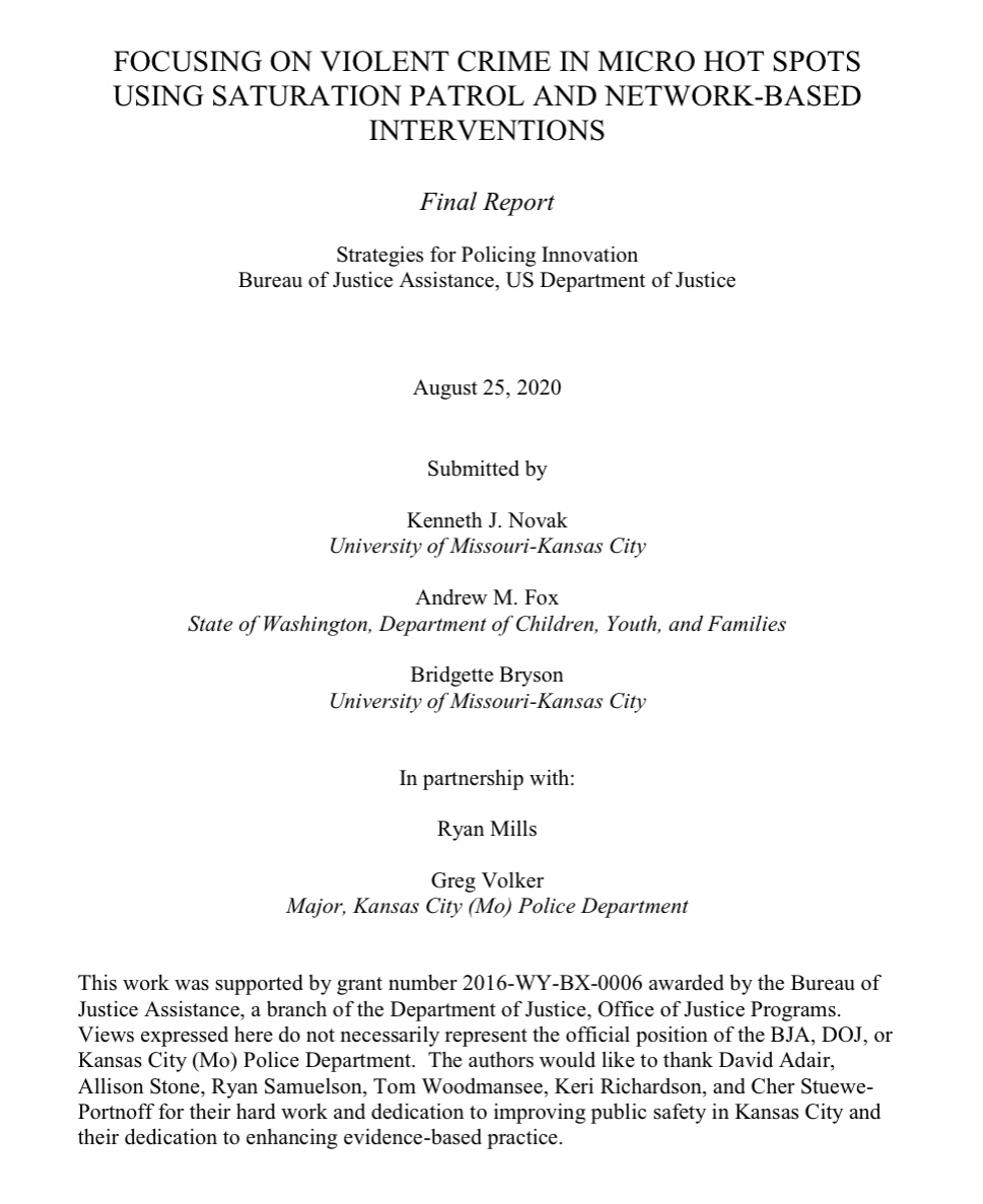 What did you do last summer? For me, it was completing the  @SPIprogram final report with  @kcpolice.  @AndrewFox24 Bridgette & I are grateful for all of the assistance from KCPD  @CNA_org Tom Keri Chris &  @DeckerCrime 1/