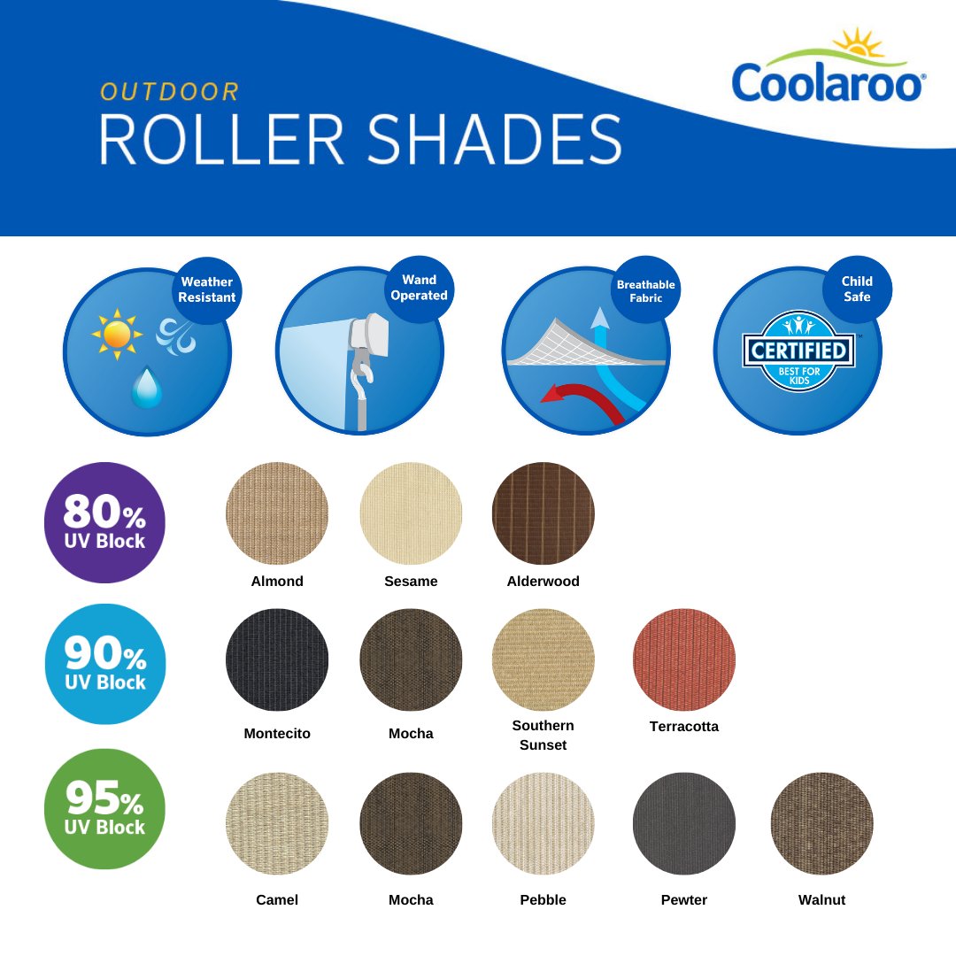 Coolaroo's tweet image. Coolaroo Wand Operated Outdoor Roller Shades feature our unique knitted fabric to provide the ideal outdoor shade product. Perfect for any outdoor space, including pergolas, decks, and patios. Click on the link for more information linktr.ee/coolaroousa