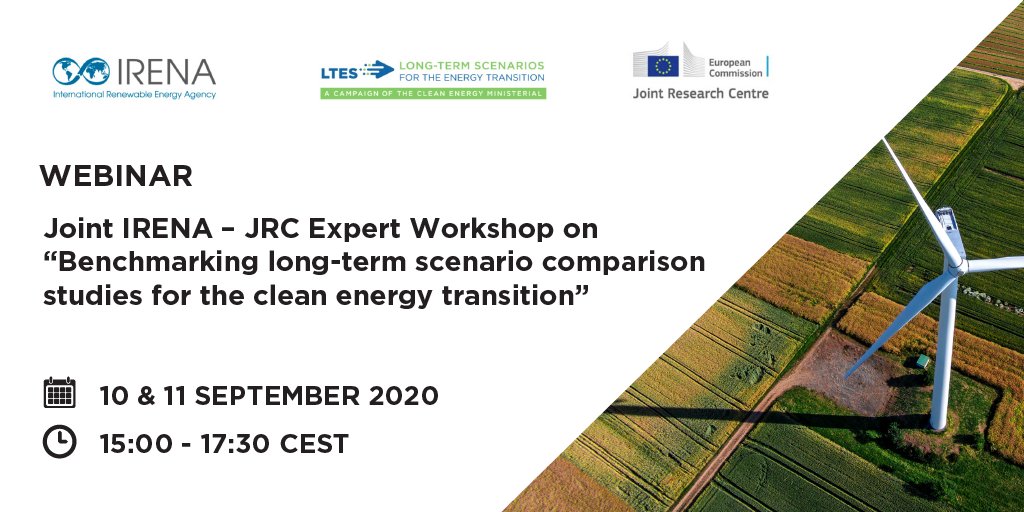 IRENA's tweet photo. 💻 #WEBINAR: Join @IRENA &amp; @EU_ScienceHub for a two-day workshop discussing systematic &amp; formalised approaches to energy scenario comparisons &amp; shedding light on good practices.

🗓️ 10 &amp; 11 September
✍️ Learn more &amp; register https://t.co/AoGmbqOwmi https://t.co/gUMD8EBY5S