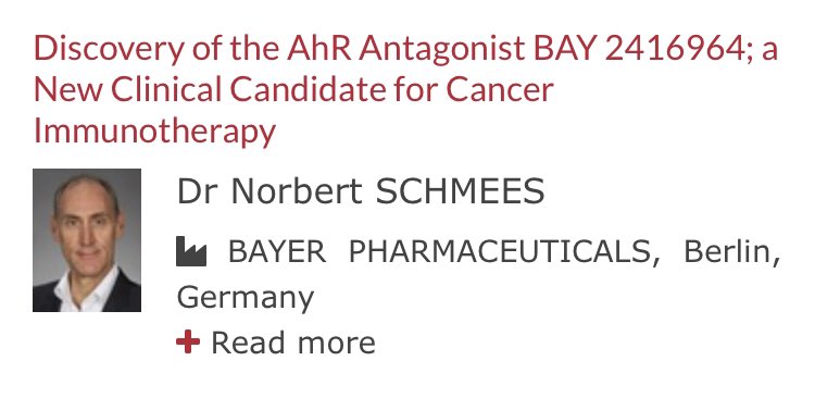 First disclosure !!!!! Do you want to learn more about our AhR antagonist currently in Phase 1 ? Check Norbert’s talk next week at the virtual EFMC            Program : efmc-ismc-virtual.org/speakers #NuvisanICB <a href="/EuroMedChem/">EFMC</a>  <a href="/BayerPharma/">Bayer | Pharmaceuticals</a> #immunooncology