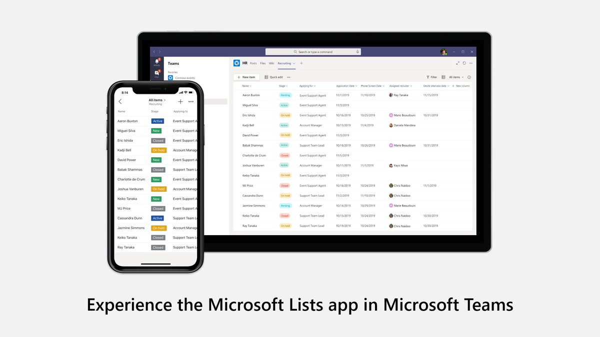 MicrosoftTeams's tweet image. The Microsoft Lists app in #MicrosoftTeams is now available! Start tracking information and organizing your work in the hub for teamwork in #Microsoft365. msft.it/6013TsRSP