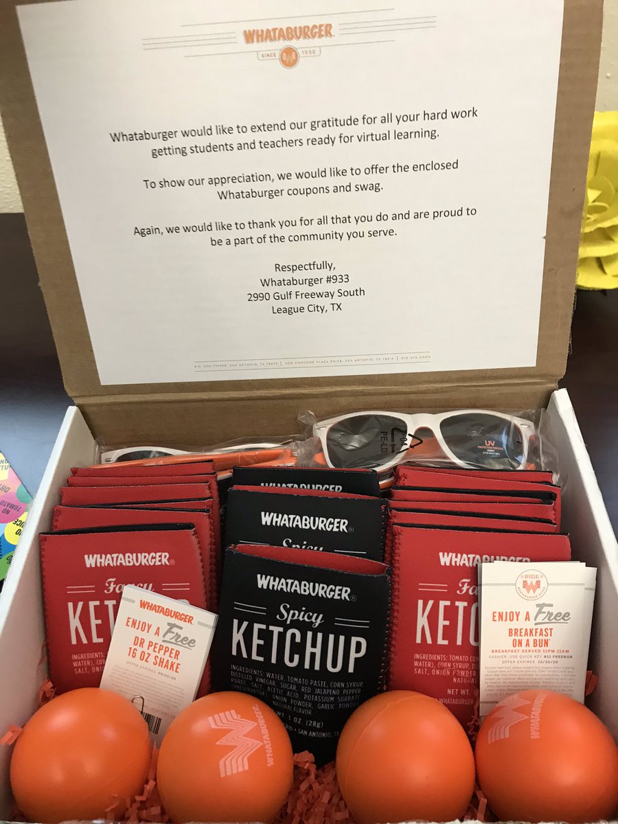 docstang64's tweet image. @Whataburger The @DISDTechnology Team is feeling very special this morning. Thank you for the Swag Box and the kind words Store #933