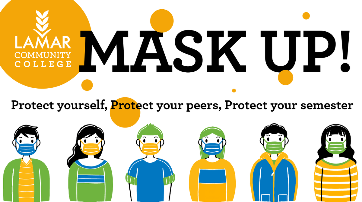 lamarcomcollege's tweet photo. Mask up, lopes! https://t.co/iuAkhiRKYe