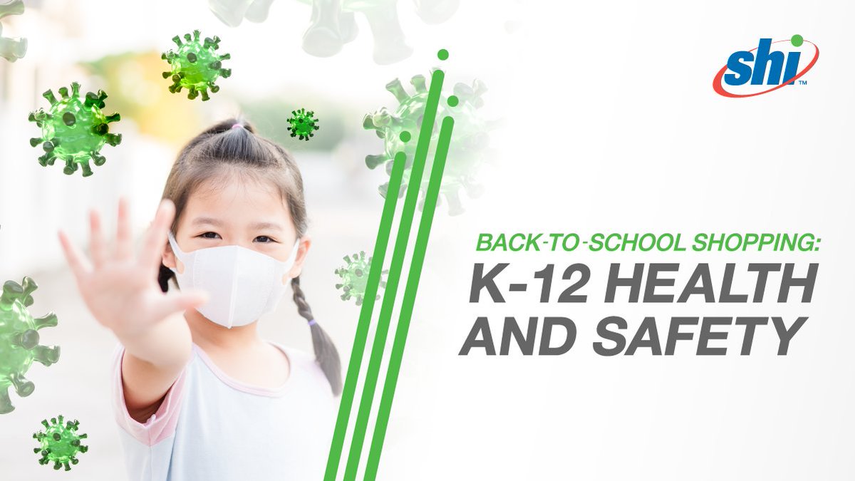 SHI_Intl's tweet photo. SHI has the back-to-school tech your school needs to alleviate health and safety concerns. Click to learn how we can help prepare your facilities for a safe return to in-person learning – when the time is right. #education #k12  #healthandsafety #edtech https://t.co/TTl7FMAhFu https://t.co/Vv0SGk8XbP
