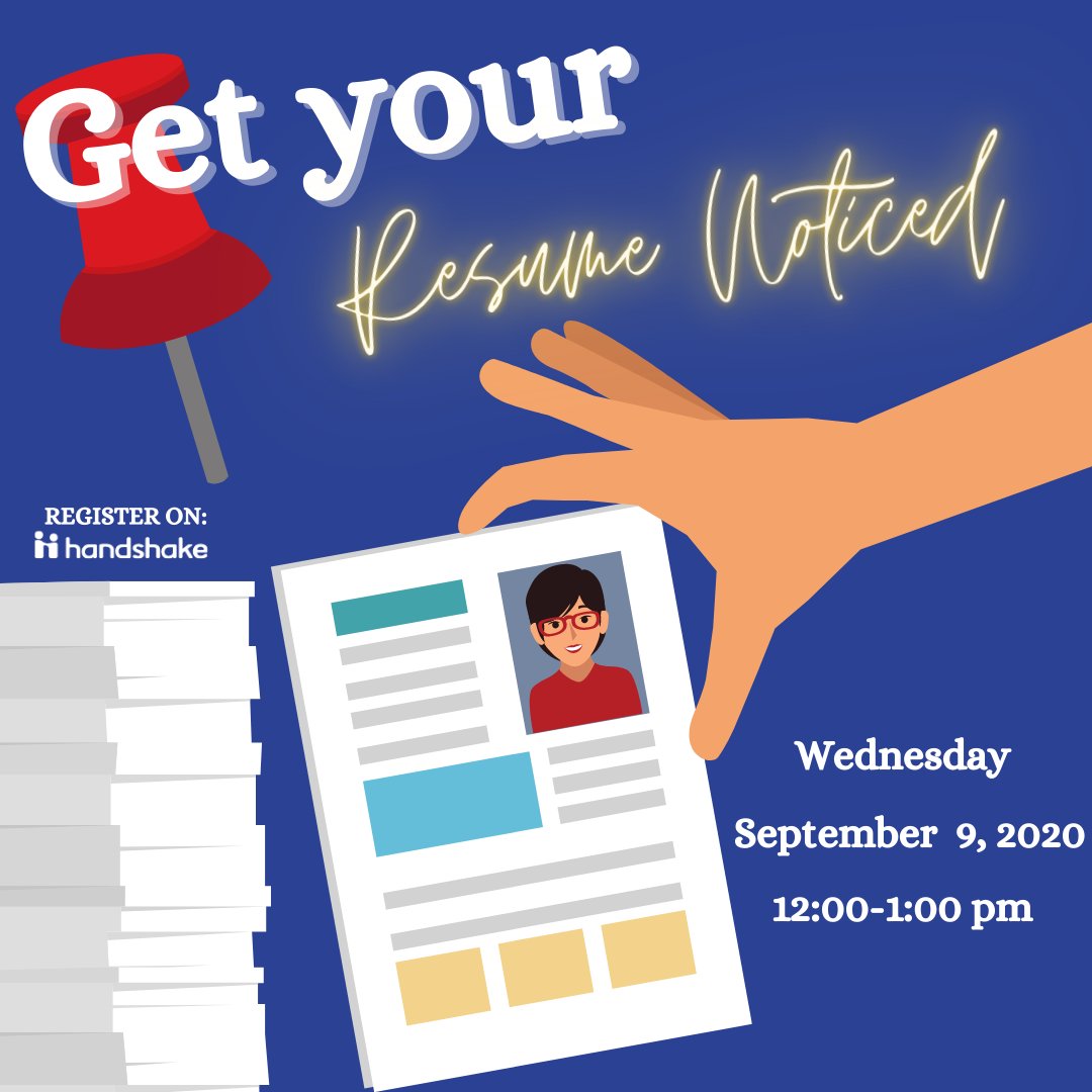 CSUSMCC's tweet image. Want to ✨STAND OUT✨? Learn strategies to create resumes and cover letters that will stand out to recruiters and applicant tracking system softwares! 📄📌
Register on Handshake🤝