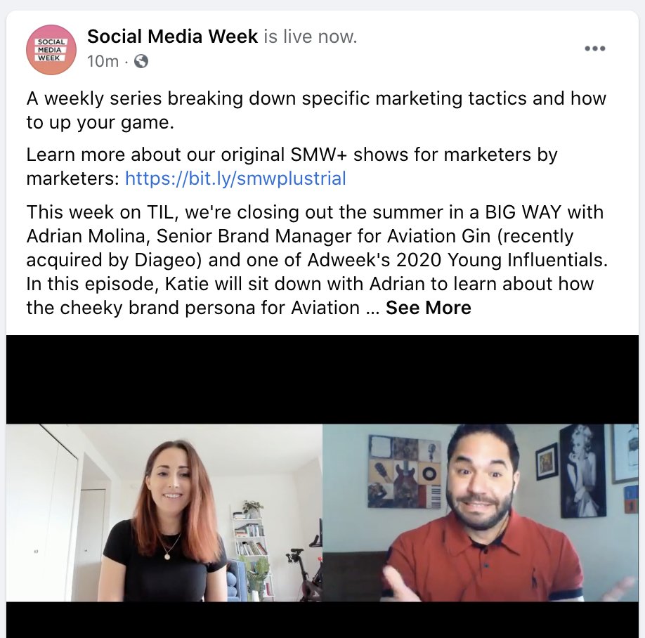 smwplus's tweet photo. Join us on Facebook with a gin and tonic! 🍸
We're live with @katieeperry + @AviationGin's @theadrianmolina right now to talk about brand personas: https://t.co/NqqIjwjHxQ #smwplus https://t.co/vuaAXAiOnQ