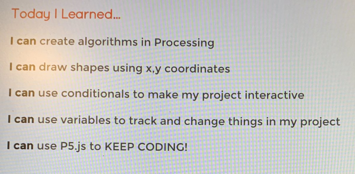 edumissywcdsb's tweet image. Thank you @learningcode for processing with p5.js. We learned so much! Big takeaway: “We get there with time and practice.” #learntocode #OntMathCoding #wcdsbmath #learntogether #iteachmath 🇨🇦