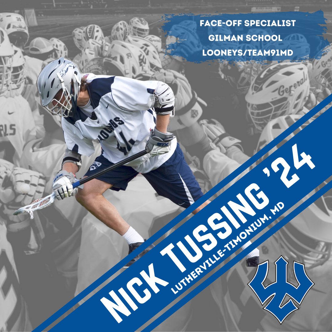 •Introducing the CLASS OF 2024• 
Today we are finishing introductions for our 2024 class with face-off specialist Nick Tussing. Nick is from Lutherville-Timonium, MD, attended the Gilman School, and played for Looneys and Team 91 MD. Welcome, Nick!