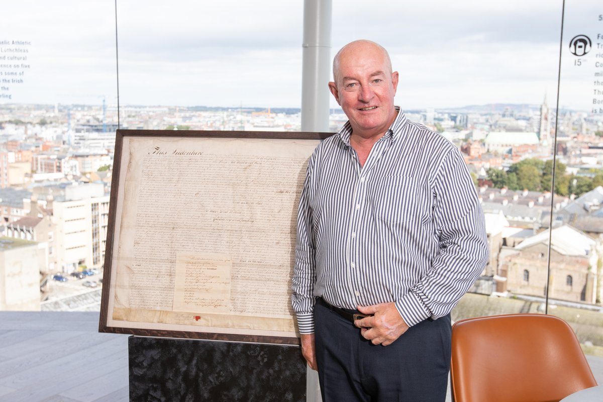 Standing beside the original lease for St. James's Gate signed by Arthur Guinness himself